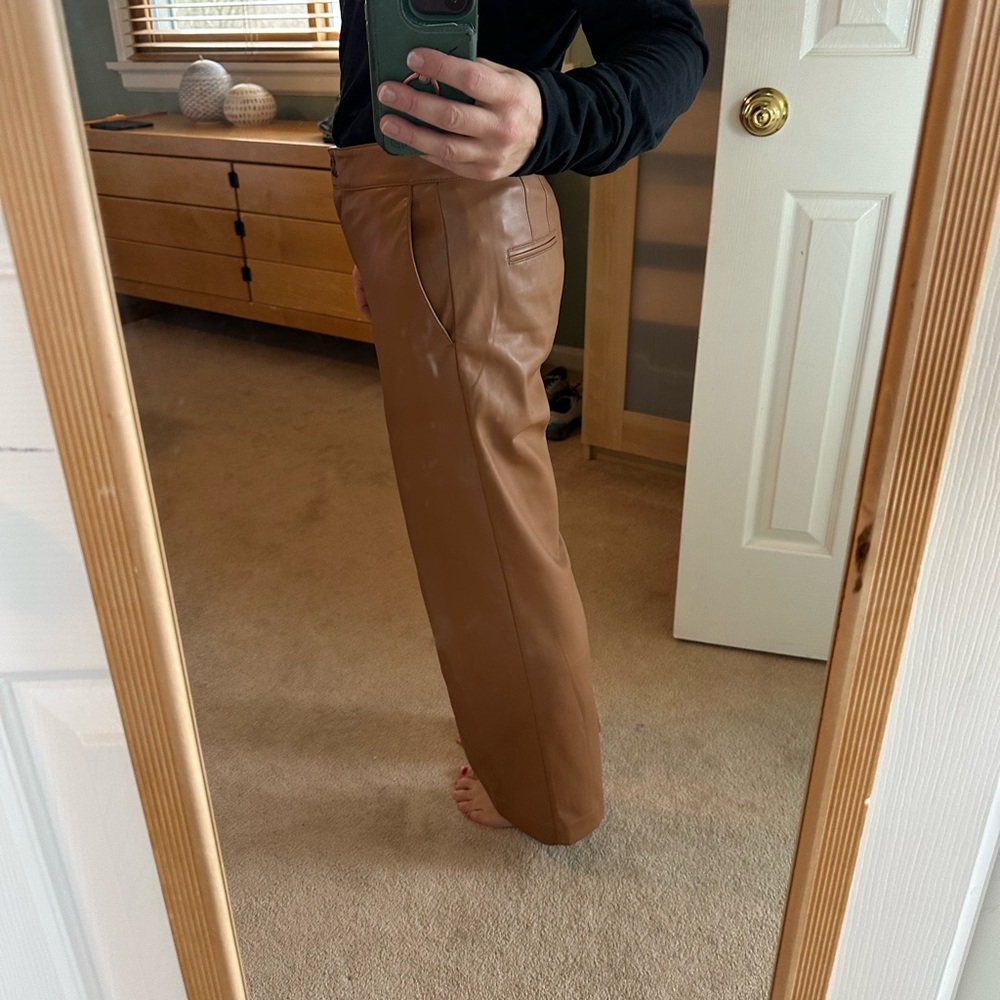 Ann Taylor Tan Leather Trousers